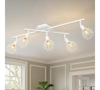 LVWIT 5-Way Adjustable Ceiling Spotlights, Industrial Kitchen Lights, E14 White Metal Spot Light Fitting for Living Room, Bedroom, Hallway - Bulbs NOT Included