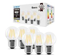LVWIT 7W E27 Screw Bulb,E27 Led Filament Bulbs,Vintage Light Bulbs 75W Equivalent,1055LM,2700K Super Warm White Golfball Screw Light Bulb,45 * 78MM,220-240V,Non-dimmable(6 PCS)