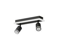 LVWIT Adjustable Ceiling Spotlights, 2 Modern Lights, GU10 Indoor Wall Spotlights, Black-Rectangles, LED Ceiling Spotlights for Kitchen Bedroom Bar, Acrylic and Aluminium (Without Bulb)