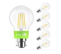 LVWIT B22 Bulb,Ultra-Efficient LED Filament Light Bulb,60W Bayonet Light Bulbs,3.8W Energy Efficient Light Bulb, A-Class Warm White Light Bulbs Bayonet,806LM,2700K,Non Dimmable (6 PCS,Clear)