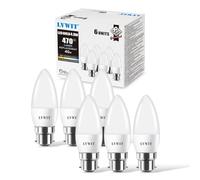 LVWIT B22 LED Bayonet Candle Bulbs 40W Equivalent Incandescent Bulbs, 4.9W C37 Candelabra Bulb Bayonet, 470Lm,2700K Warm White Candle Bulbs Bayonet,200 Degree Beam Angle,Non-Dimmable (Pack of 6)