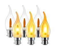 LVWIT B22 Flame Bulb,B22 Vintage Fire Flickering Chandelier Candle Light Bulbs,1800K Warm White LED Flame Light Bulbs for Daily Decoration, Christmas, Halloween, Party (6 PCS，2 Mode seting)