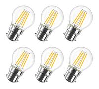 LVWIT B22 Golf Ball LED Filament Bulb,4W Min Bayonet Golfball Bulb 40W Incandescent Equivalent,470Lm,2700K Warm White B22 Golf Ball Bulbs Led,220-240V,45 * 76MM,Not-Dimmable (6 PCS)