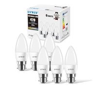 LVWIT B22 LED Candle Bayonet Bulbs,4.9W B22 Bayonet Candle Bulbs, 40W Bulb Equivalent,6500K Cool White Bayonet Candle Cap, 470Lm, 200 Degree Beam Angle,220-240V,Non-Dimmable (Pack of 6)