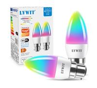 LVWIT B22 Smart Candle Bulb Bayonet, RGB Color B22 Dimmable Candle Bulbs,Music Sync WiFi Bulbs, 470Lm, 4.9W Compatible with Alexa, Echo and Google Home, Smart Candle Light Bulbs (Pack of 2)