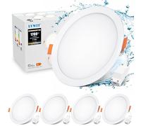 LVWIT Bathroom Ceiling Panels,16W Led Recessed Downlight Ceiling,Round Panel Light,Dimmable Led Spot Lights,1700LM,3000K,4000K,6500K,Led Downlights spotlights Ceiling for Living Room(4 PCS