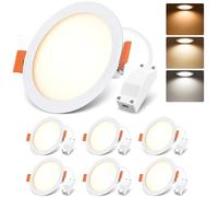 LVWIT Bathroom Spot Lights Ceiling,6W Led Recessed Ceiling Lights, Led Panel Lighting,6W Round Panel Light,600LM,3000K,4000K,6500K, Downlights spotlights for Ceiling(6PCS)