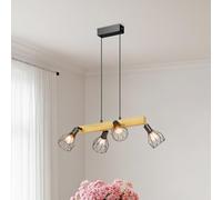LVWIT Black Hanging Lights,Kitchen Island Lights,Pendant Lighting,Wood Ceiling Light Fitting,4 Way Drop Lights Ceiling,Spotlights Ceiling Lights for Dining Room(E14 Base,NO Bulbs)