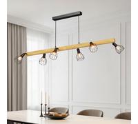 LVWIT Black Hanging Lights,Kitchen Island Lights,Pendant Lighting,Wood Ceiling Light Fitting,6 Way Drop Lights Ceiling,Spotlights Ceiling Lights for Dining Room(E14 Base,NO Bulbs)