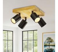 LVWIT Black Kitchen Lights Ceiling,Ceiling Spotlights,Industrial Ceiling Lights,Adjustable 4 Way GU10 Ceiling Spot Lights,Indoor Spot Light for Living Room Lights Ceiling(NO Bulbs)