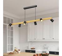 LVWIT Black Kitchen Lights Ceiling,Pendant Lighting,Spotlights Hanging Lights,Wood Spots Ceiling Light Fitting,6 Way Drop Light Ceiling,Industrial Ceiling Light for Dining Room(GU10 Base,NO Bulbs)