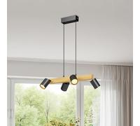 LVWIT Black Kitchen Lights Ceiling,Spotlights Hanging Lights,Pendant Lighting,Wood Spots Ceiling Light Fitting,4 Way Drop Light Ceiling,Industrial Ceiling Light for Dining Room(GU10 Base,NO Bulbs)