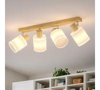 LVWIT Ceiling Light Fitting,4 Way Spot Lights Ceiling with E14 Kitchen Light Fittings,Adjustable Wood Industrial Ceiling Light for Living Room Hallway Bedroom Light Ceilings Fittings(NO Bulbs)