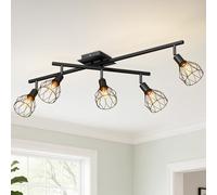 LVWIT Ceiling Lights,Ceiling Spotlights,Industrial 5 Way Kitchen Lights Ceiling,Adjustable E14 Black Ceiling Spot Lights,Indoor Spot Light for Living Room Lights Ceilings(NO Bulbs)