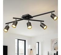 LVWIT Ceiling Lights,Ceiling Spotlights,Industrial 5 Way Kitchen Lights Ceiling,Adjustable GU10 Black Ceiling Spot Lights,Indoor Spot Light for Living Room Lights Ceilings(NO Bulbs)