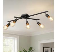 LVWIT Ceiling Lights Spotlight 5 Way Spot Lights Adjustable E27 Kitchen Lights,Black Light Fittings Ceilings,Industrial Ceiling Spotlight Fitting for Kitchen Living Room Hallway Bedroom(NO Bulbs)