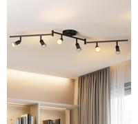LVWIT Ceiling Spotlight Rotatable,6 Way Living Room Lights Ceiling,GU10 Black Kitchen Lights Ceiling,GU10 Base Spot Lights,Ceiling Light Fitting Bracket for Lounge Bedroom Dining Room(NO Bulb)