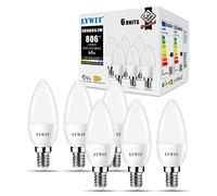 LVWIT Daylight E14 LED Candle Light Bulbs,Candle Bulb Small Screw,6.5W,6500K Cool White SES Candle Light Bulb 60W Incandescent Equivalent,806LM,240 Degree Beam Angle,Not-Dimmable（Pack of 6）