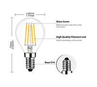 LVWIT E14 G45 LED Edison Filament Bulb, E14 Screw Base Glass Bulbs,4W, 470Lm, Warm White 2700K, Vintage Golf Ball Filament Bulb Clear, 40W Replace,Not-dimmable,(12 Pack)