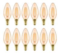 LVWIT E14 Vintage LED Filament Candle Bulbs, 4W C35 Candle Glass Antique,Soft Warm White 2500K Retro Candle Light Bulb,40W Equivalent,410Lm,Non-Dimmable（Pack of 12）
