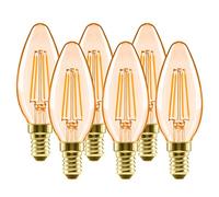 LVWIT E14 Vintage LED Filament Candle Bulbs, 4W C35 Candle Glass Antique,Soft Warm White 2500K Retro Candle Light Bulb,40W Equivalent,410Lm,Non-Dimmable（Pack of 6）