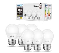 LVWIT E27 Edison Golf Ball Bulb, G45 E27 LED Globe Bulb 60W Equivalent,6.5W 806 Lumen,2700K Warm White Screw Globe Bulbs,G45 Golf Ball Energy Saving Light Bulbs,220-240V, Non-Dimmable, 6 Pack