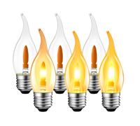 LVWIT E27 Flame Bulb,Flickering Flame Chandelier Candle Light Bulbs,1800K Warm Light E27 Flickering Flame Bulb,Fire Orange Light Bulb for Party Porch Indoor Decorations,Non-Dimmable(6 PCS,2 Modes)