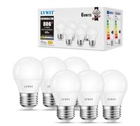 LVWIT E27 Golf Ball Bulb, 6.5W LED E27 Golf Bulb Edison Screw 60W Equivalent,806 LM,6500K Large Screw Bulb Bright White, ES Golf Ball Energy Saving,220-240V, Non-Dimmable, 6 Pack