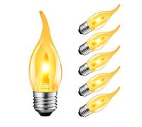 LVWIT E27 LED Bulb,Flickering Flame Chandelier Candle Light Bulbs,1800K Warm Light E14 Flame Led Bulb,Fire Orange Light Bulb for Party Porch Home Indoor Decorations,Non-Dimmable(6 PCS,2 Modes)