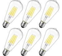 LVWIT E27 LED Filament Bulb, 1521Lm Retro Decor, 11W Replace 100W, Ultra Bright, ST64 2700K Warm White, Non-dimmable, 6 Pack