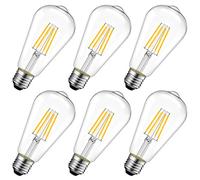 LVWIT E27 LED Filament Bulb, 6 Pack, 1055Lm Bright Retro Decor, 8W Replace 75W, ST64 2700K Warm White, Non-dimmable