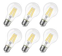 LVWIT E27 A60 LED Screw Filament Bulbs,4W A60 GLS Led Large Edison Light Bulbs, 470lm,40W Incandescent Bulb Equivalent,A60 Vintage Glass Clear Filament Warm White 2700K Bulbs,Non-Dimmable (6 Pack)