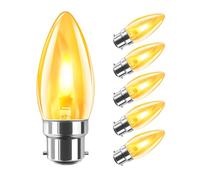 LVWIT Flame Bulb,B22 Vintage Fire Flickering Chandelier Candle Light Bulbs, 3W Bulb,1800K Warm White LED Flame Light Bulbs for Daily Decoration, Christmas, Halloween, Party (6 PCS，2 Mode seting)