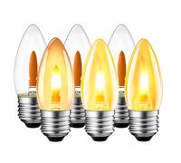 LVWIT Flicker Flame Light Bulb,E27 Flickering Candle Light Bulbs,1800K Warm White Fire Flickering Chandelier Light Bulbs for Daily Decoration,Christmas,Halloween,Party,Non-Dimmable(6 PCS,2 Modes)