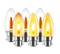 LVWIT Flickering Bulbs Bayonet,B22 Vintage Fire Flickering Chandelier Candle Light Bulbs,1800K Warm White LED Flame Light Bulbs,Orange Flicker Bulbs for Daily Decoration(6 PCS，2 Mode seting)