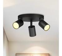 LVWIT GU10 Circular Ceiling Light,Kitchen Lights Ceiling,Black Light Fittings Ceilings,3 Way Ceiling Spotlight Fitting,GU10 Base Spot Lights for Kitchen Lounge Bedroom Dining Room(Bulb Not Included)