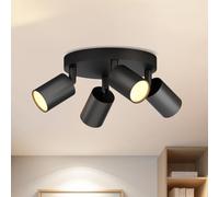 LVWIT GU10 Circular Ceiling Light,Kitchen Lights Ceiling,Black Light Fittings Ceilings,4 Way Ceiling Spotlight Fitting,GU10 Base Spot Lights for Kitchen Lounge Bedroom Dining Room(Bulb Not Included)