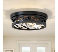 LVWIT Industrial Lights,Kitchen Lights Ceiling,Flush Mount Ceiling Light Fixture,4 Way Black Ceiling Lights Living Room with E27,Rustic Ceiling Lights for Hallway(NO Bulb)