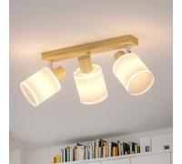 LVWIT Kitchen Lights Ceiling,3 Way Ceiling Lights Fitting,Wood Bedroom Light Ceilings with E14,Adjustable Spotlight Bar Lighting,Living Room Lounge Light Ceilings Fittings (NO Bulbs)