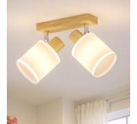 LVWIT Kitchen Lights Ceiling Wood,2 Way Ceiling Lights Fitting,Bedroom Light Ceilings with E14,Adjustable Wall Spotlight Bar Lighting,Living Room Lounge Light Ceilings Fittings for Hall (NO Bulbs)