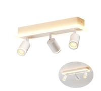 LVWIT LED Ceiling Light 3 Spotlights, White GU10 Ceiling Light, Rectangular Base with Integrated Light Bar, Suitable for Living Room (No Bulb)