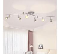 LVWIT LED Ceiling Light Rotatable,6 Way Modern Kitchen Ceiling Lights,Light Fittings Ceilings,GU10 Base Spot Light,Ceiling Light Fitting for Lounge Bedroom Dining Room(White Chrome,No Bulbs)