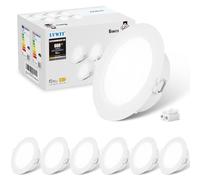 LVWIT LED Downlight Ceiling,6W Ultra Slim LED Recessed Ceiling Spot Lights,6500K Cool White Spotlights Ceiling Lights for Bathroom Kitchen Living Room,Non-Dimmable,660LM,6 Pack