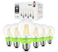 LVWIT LED E27 Bulbs,E27 Screw Bulb,Ultra-Efficient Class A Led Light Bulb, 3.8W (60W Equivalent),806LM, Warm White 2700K GLS Edison Screw Bulb,Clear Filament Bulb A60,Non Dimmable, Pack of 6