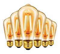 LVWIT LED Filament ST64 E27 Bulb (Fat lamp Cap) - 6.5W is Equivalent to 53W, 685 lumens, and Warm White Light 2500K. Retro Light Bulb, Non-Adjustable - 6-Piece Set