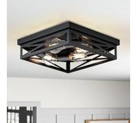 LVWIT Light Fittings Ceilings,Retro Spot Ceiling Lamp,4 Way Black Ceiling Lights Living Room with E27 Flush Mount Ceiling Light,Kitchen Lights Ceiling,Rustic Ceiling Lights for Hallway (NO Bulb)