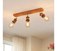 LVWIT Retro Ceiling Light Fitting,3 Way Wood Kitchen Ceiling Lights,Bedroom Lights Ceilings E27,Adjustable Golden Ceiling Light,Spotlight Bar Lighting,Living Room Lighting (NO Bulbs)