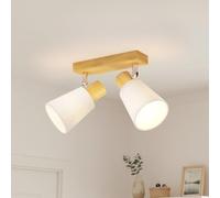 LVWIT Wall Lights,2 Way Ceiling Lights Fitting,Bedroom Ceiling Spotlights Lamp with E14,Adjustable Wooden Bar Spotlight Ceiling Lights,Living Room Lounge Light Ceilings Fittings for Hall (NO Bulbs)