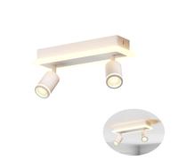 LVWIT White Ceiling Light Fitting,2 Way Spot Lights,Bedroom Ceiling with GU10,Adjustable Kitchen Lights Ceiling,Spotlight Bar Lighting,Living Room Lights (NO Bulbs)