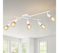 LVWIT White Ceiling Lights Spotlight 5 Way Spot Lights Adjustable E27 Kitchen Lights,Light Fittings Ceilings,Industrial Ceiling Spotlight Fitting for Kitchen Living Room Hallway Bedroom(NO Bulbs)